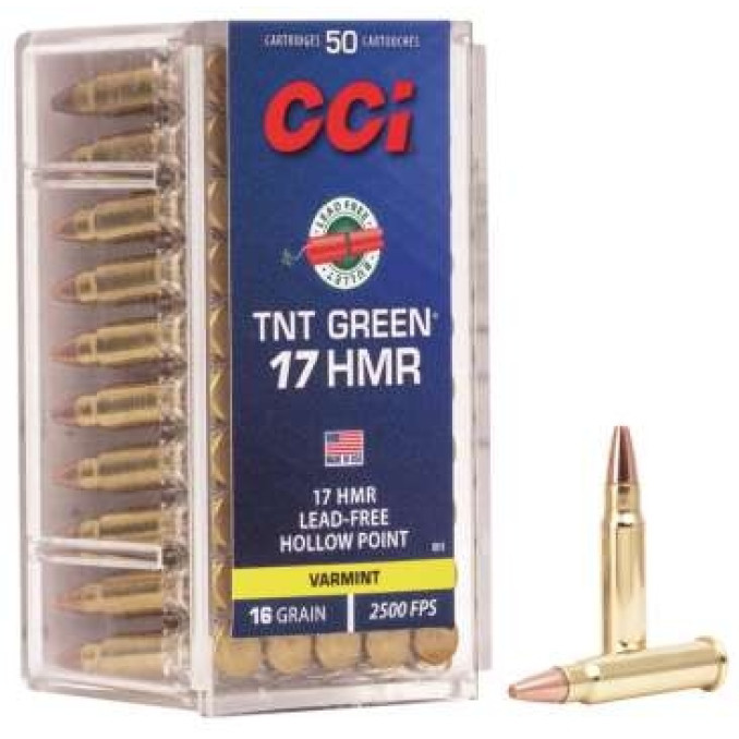 951 Патрон нарізний CCI TNT Green, 17HMR, HP, 16GR (1,04г), 762м/с. 50ш/40уп