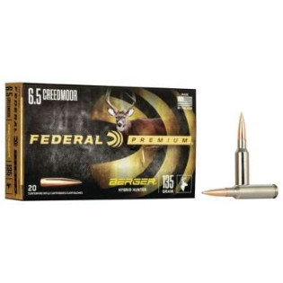 Патрон нарізний Federal PREMIUM, 6.5 Cr, 135GR (10,89 г), BergerHybridHunter