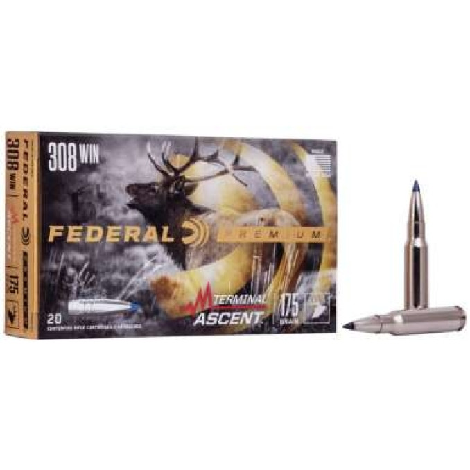 Патрон нарезной Federal Terminal Ascent,308 Win,175GR (11,3г), Terminal Ascent